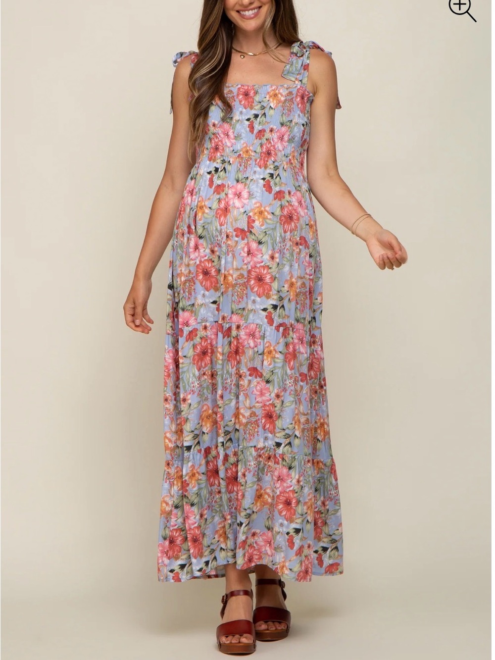 Pinkblush Lavender Floral Tie-Shoulder Maxi Dress